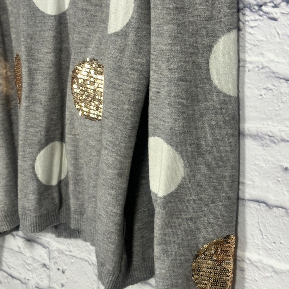 Cozy Gray Sequin Polka Dot Sweate - Picture 5 of 10